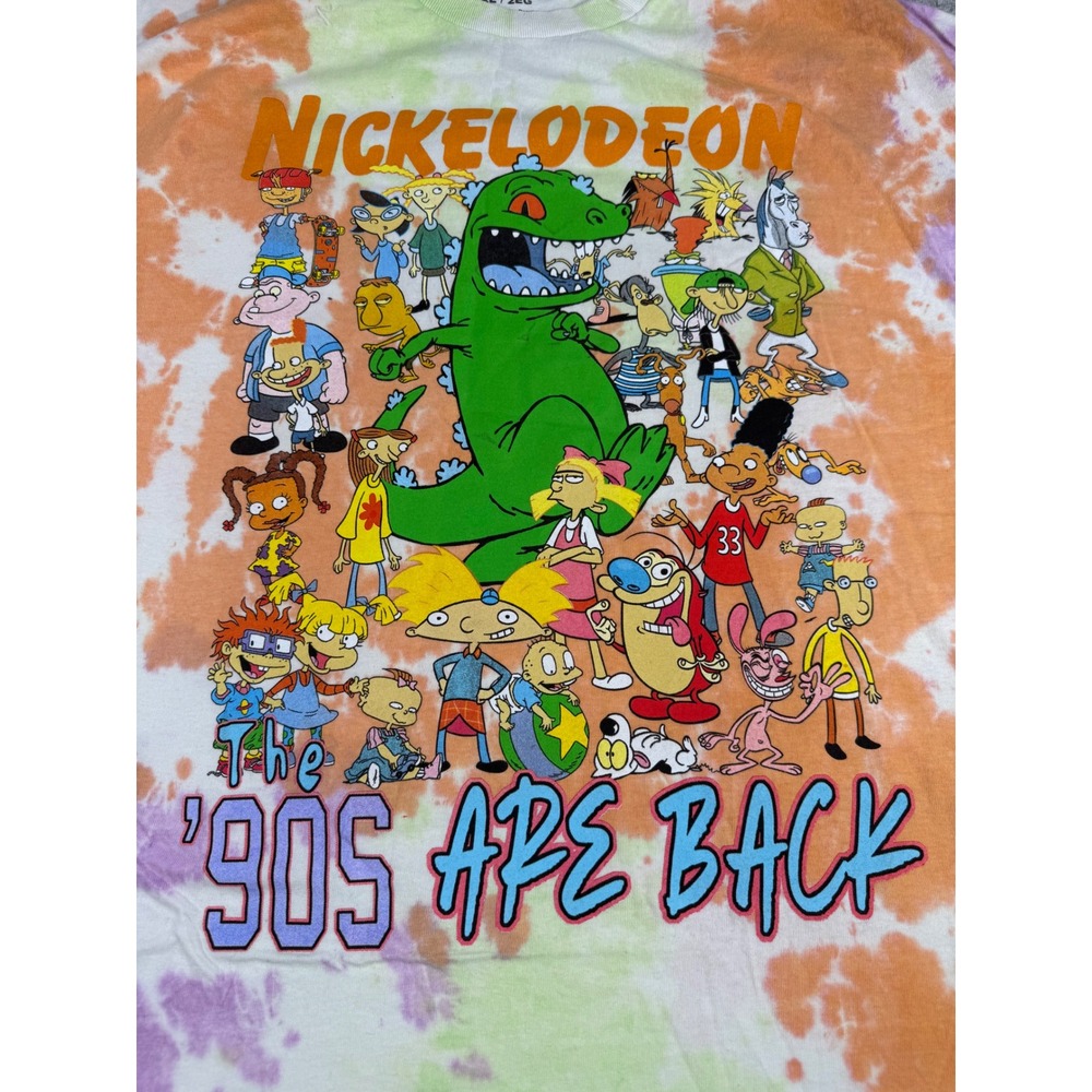 Nickelodeon The 90s Are Back Tie Dye Graphic T-Shirt XXL Rugrats Hey Arnold Tee